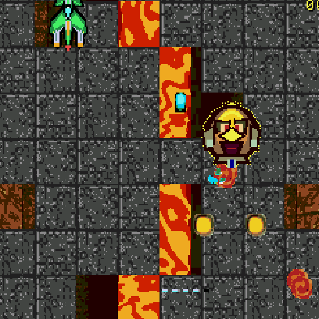 Echte RetroStorm-Spielszene aus einem Lavalevel der Mega-Drive-Version